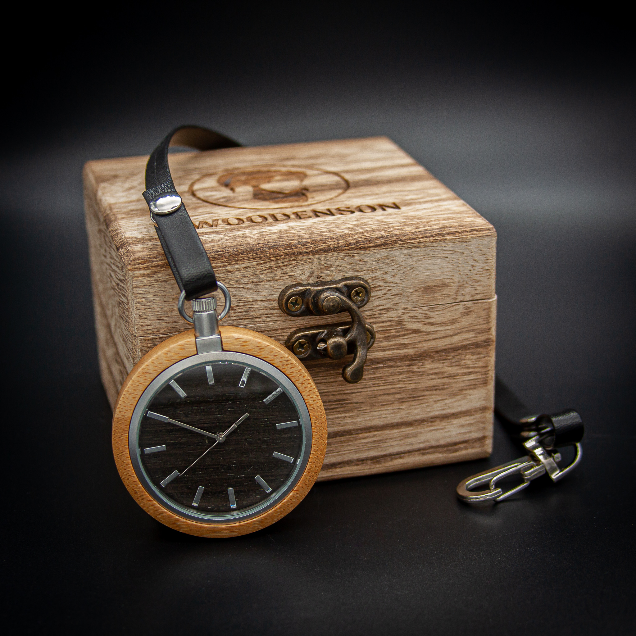 Reloj De Bolsillo Woodenson Shizou De Madera De Bambú Beige